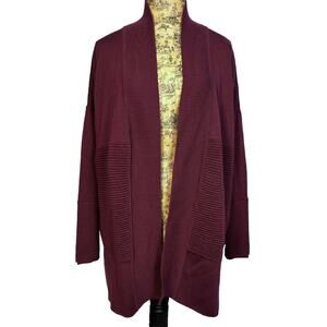 Lululemon Sit In Lotus Wrap II sz 6 Cassis Burgundy Merino Wool Open Cardigan